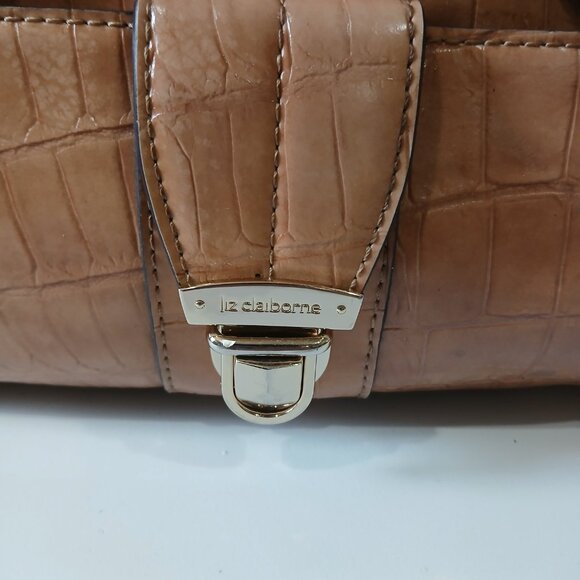 Liz Claiborne 90's Vintage Faux Tan Croc Leather Handbag - Picture 5 of 15